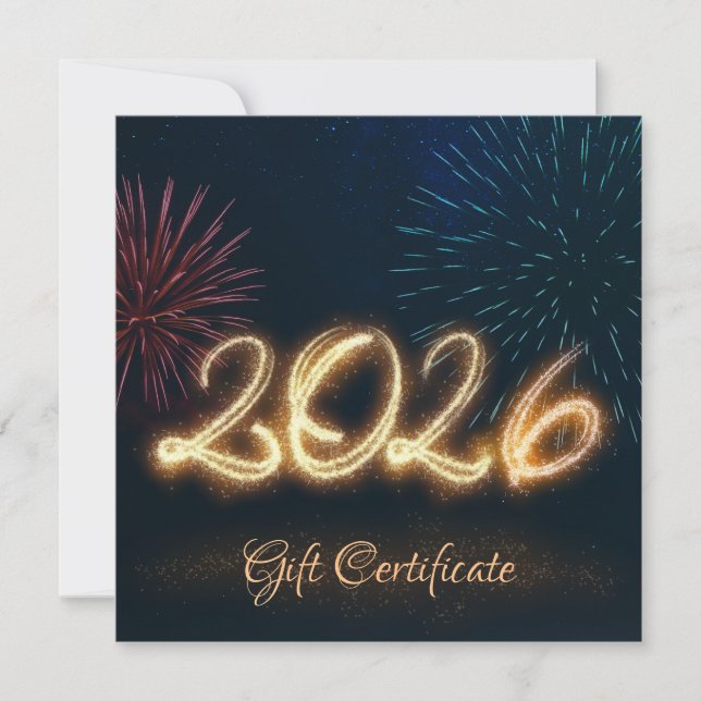 Glückliches Neues Jahr 2026 Geschenkkarte mit funk (Vorderseite)