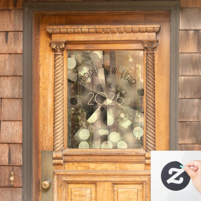 Glückliches neues Jahr 2026 moderne Goldblasen Fensteraufkleber (Haustür)