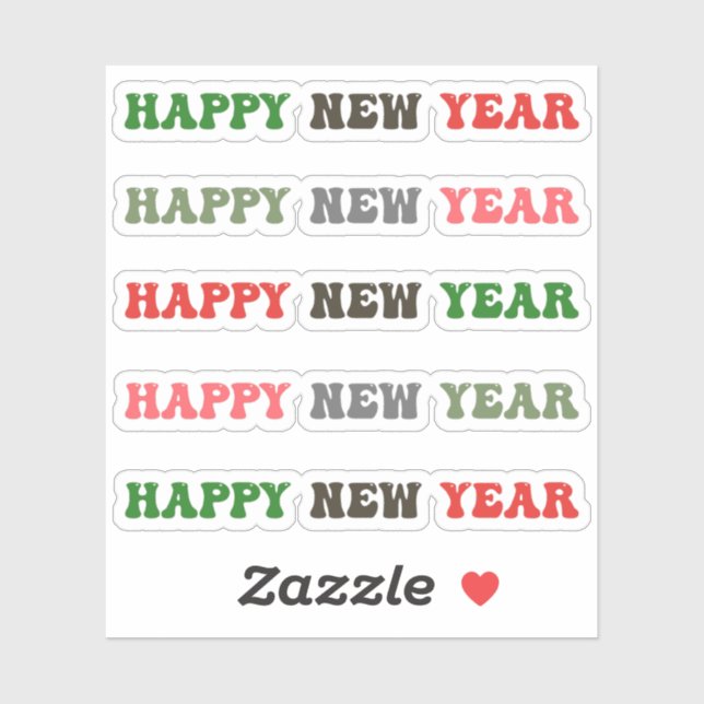 glückliches neues Jahr Aufkleber (Blatt)