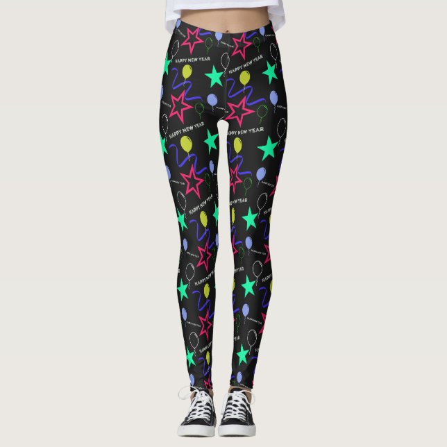 Glückliches neues Jahr-Muster-Leggings Leggings (Vorderseite)