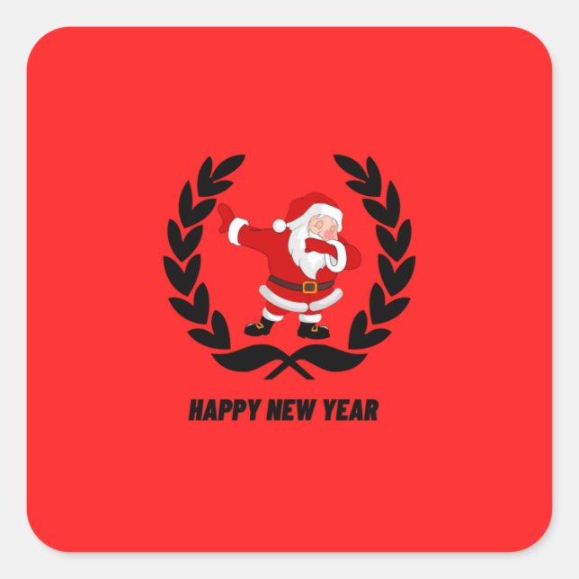 glückliches neues Jahr Quadratischer Aufkleber (Vorderseite)