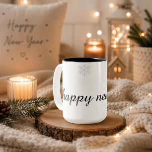 Glückliches Neues Jahr Schneeflocken-Kaffeetasse Zweifarbige Tasse