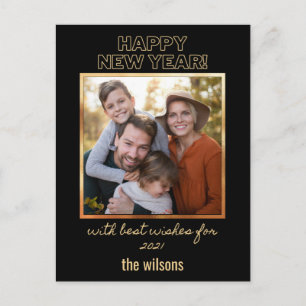 glückliches neues Jahr Schwarz-Gold Klasse Foto Postkarte