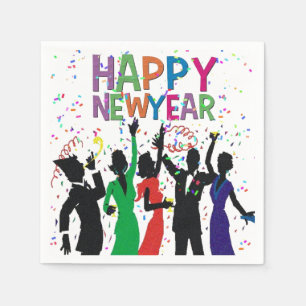 Glückliches neues Jahrconfetti-Party-Servietten Serviette