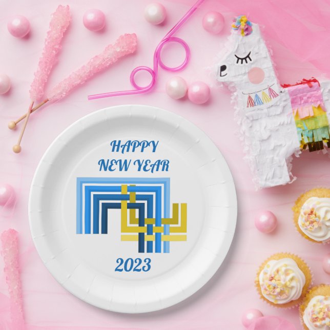 GLÜCKLICHES NEUJAHR 2023, PAPIERPLATTE PAPPTELLER (Party)