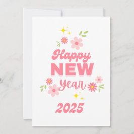 GLÜCKLICHES NEUJAHR 2025 GREETINGS Pink Holiday Ca Feiertagskarte