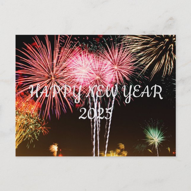 GLÜCKLICHES NEUJAHR 2025 POSTKARTE (Vorderseite)