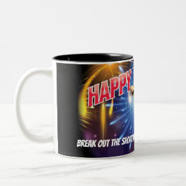 GLÜCKLICHES NEUJAHR - Brot, Whisky und schwarzer B Zweifarbige Tasse