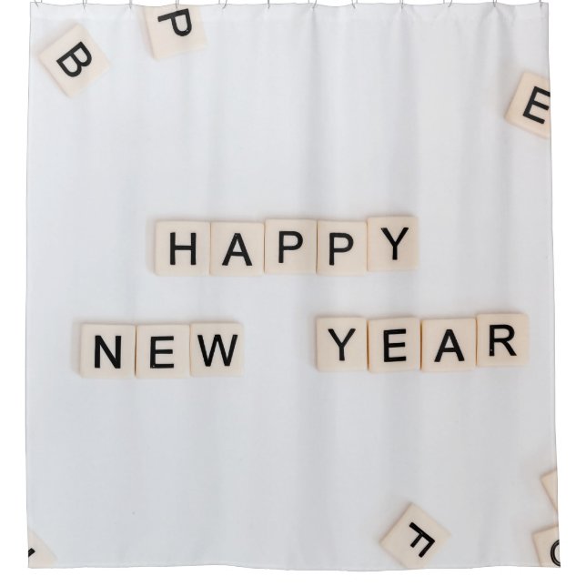 GLÜCKLICHES NEUJAHR DUSCHVORHANG (Vorderseite)