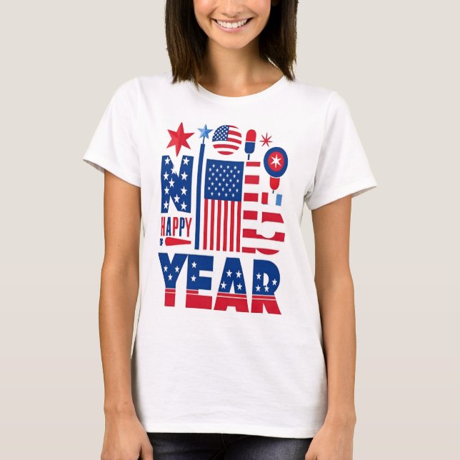 GLÜCKLICHES NEUJAHR SHIRT DER FRAU USA (Vorderseite)