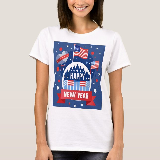 GLÜCKLICHES NEUJAHR SHIRT DER FRAU USA (Vorderseite)