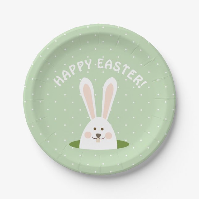 Glückliches niedliches Häschen Ostern Pappteller (Vorderseite)