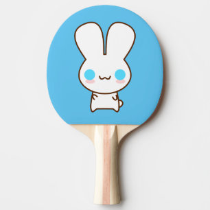 Glückliches niedliches kleines Häschen BunBun Tischtennis Schläger