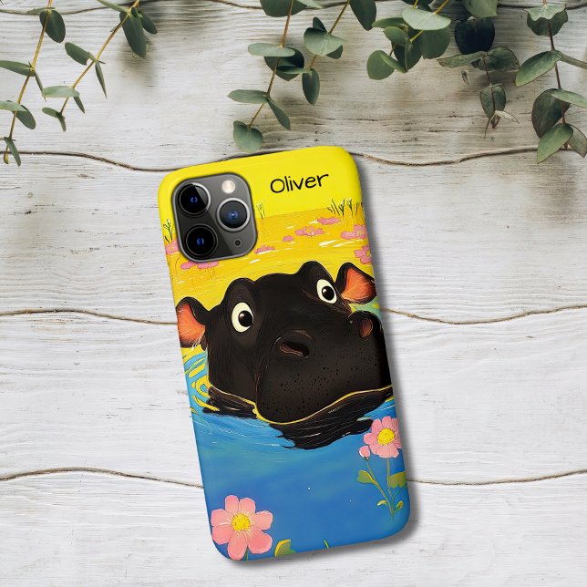 Glückliches Nilpferd im blühenden Teich Case-Mate iPhone Hülle (Von Creator hochgeladen)
