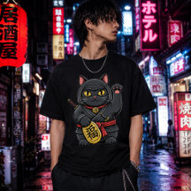 Glückliches Ninja-Katzen-Shirt | Maneki Neko Ninja
