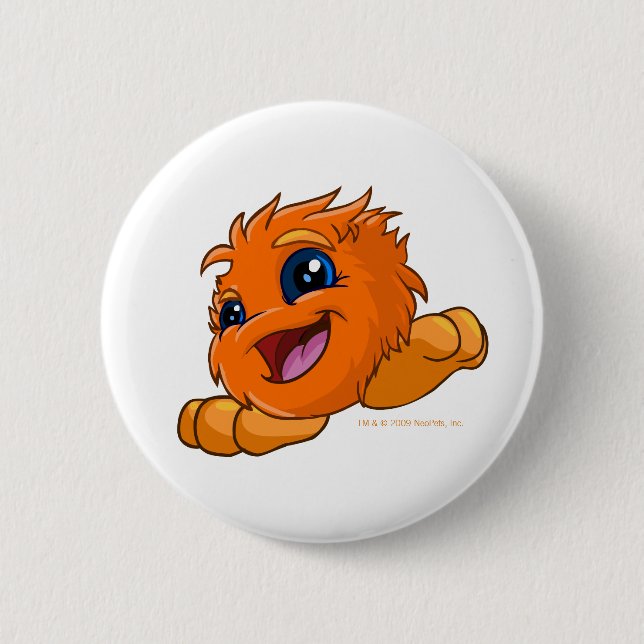 Glückliches orange JubJub Button (Vorderseite)