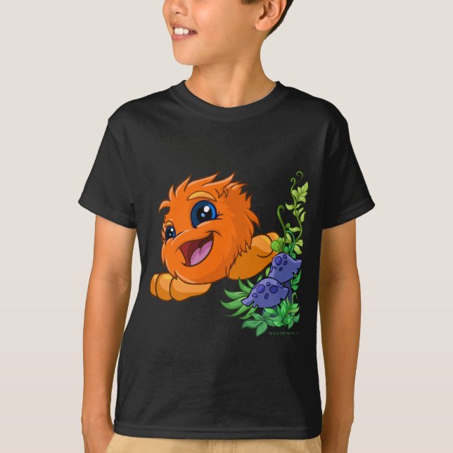 Glückliches orange JubJub in Neopia Zentrale T-Shirt (Vorderseite)