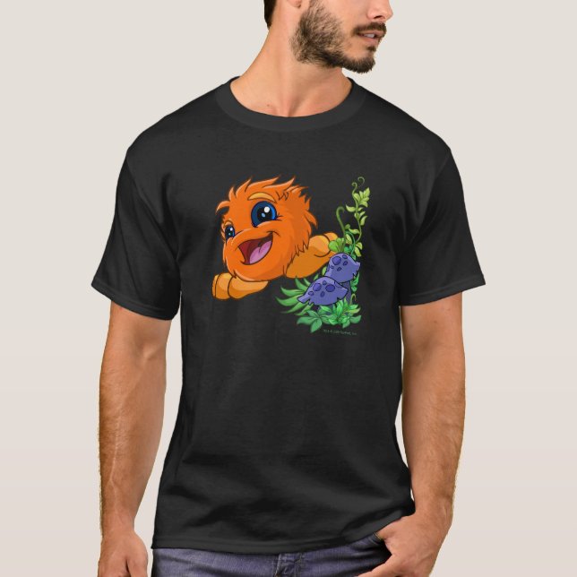 Glückliches orange JubJub in Neopia Zentrale T-Shirt (Vorderseite)