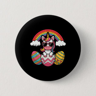 Glückliches Oster-Einhorn mit farbenfrohen Eiern p Button