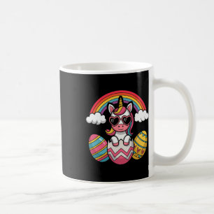 Glückliches Oster-Einhorn mit farbenfrohen Eiern p Kaffeetasse