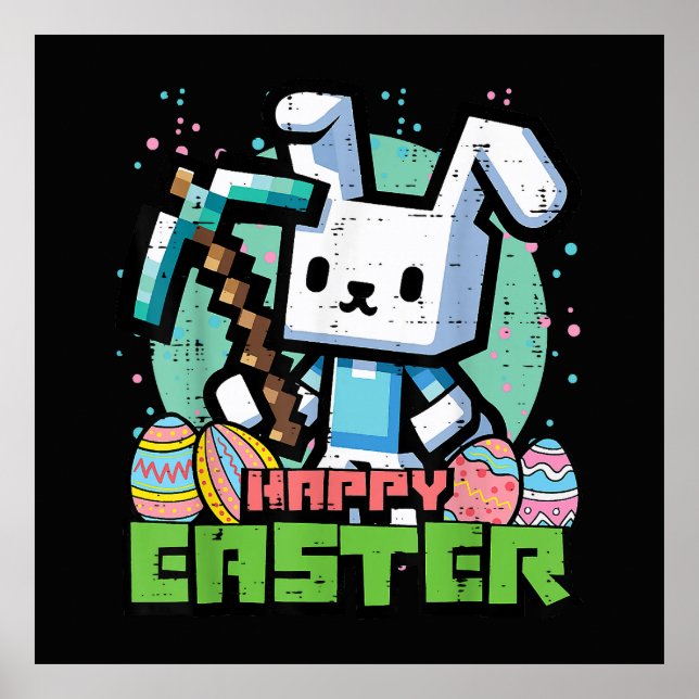 Glückliches Osterhase Pixel Spiel  Poster (Vorne)