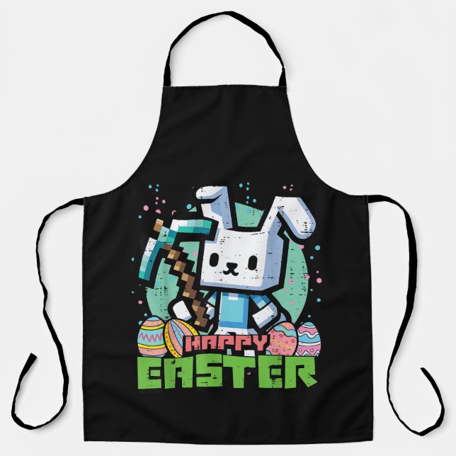 Glückliches Osterhase Pixel Spiel  Schürze (Vorderseite)