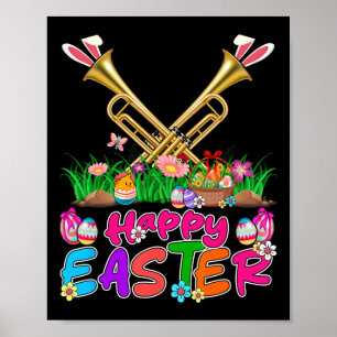 Glückliches Osterhase Trompete Instrumentalist Kos Poster
