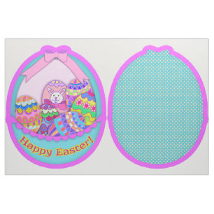 Glückliches Osterhase und Eier Korb Cut und Sew Ki Stoff