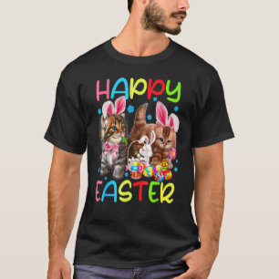 Glückliches Osterkatze trägt Hasenohren Häschen Ka T-Shirt
