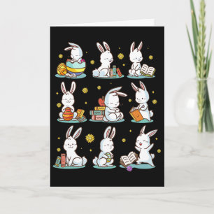 Glückliches Ostern Buchwurm Kinder Männer Hasen le Karte