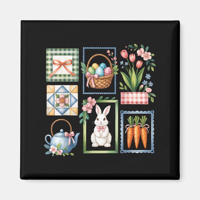 Glückliches Ostern-Hasen-Ei für Kinder Junge Mädch Magnet (Vorne)