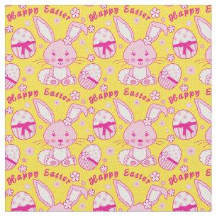 Glückliches Ostern-Kaninchenhäschen und Eigewebe Stoff