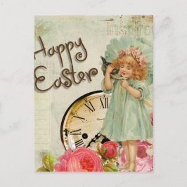 glückliches Ostern-Mädchen Feiertagspostkarte