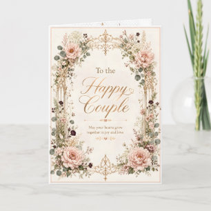 Glückliches Paar Elegante Florale Hochzeit  Karte