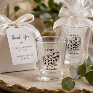 Glückliches Paar Würfel Hochzeit Spaß Schnapsglas