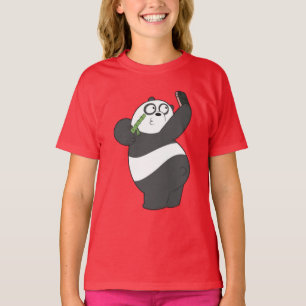 Glückliches Panda-Tanz-Bambus-Kinder-T-Shirt T-Shirt