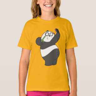 Glückliches Panda-Tanz-T-Shirt mit Bambus für Kind T-Shirt