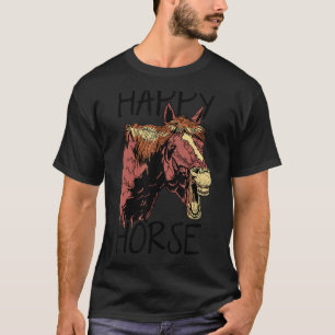 Glückliches Pferd Grafik Pferdeliebhaber Reiterin T-Shirt