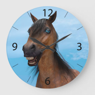 Glückliches Pferd Große Wanduhr