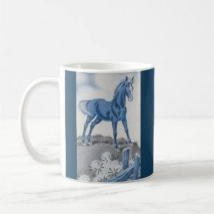 glückliches Pferd in Blau Kaffeetasse