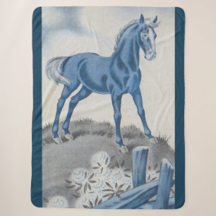 glückliches Pferd in Blau Sherpadecke