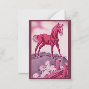 glückliches Pferd in Rosa Mitteilungskarte