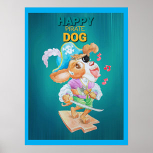 Glückliches Piratenhund-Poster  Poster