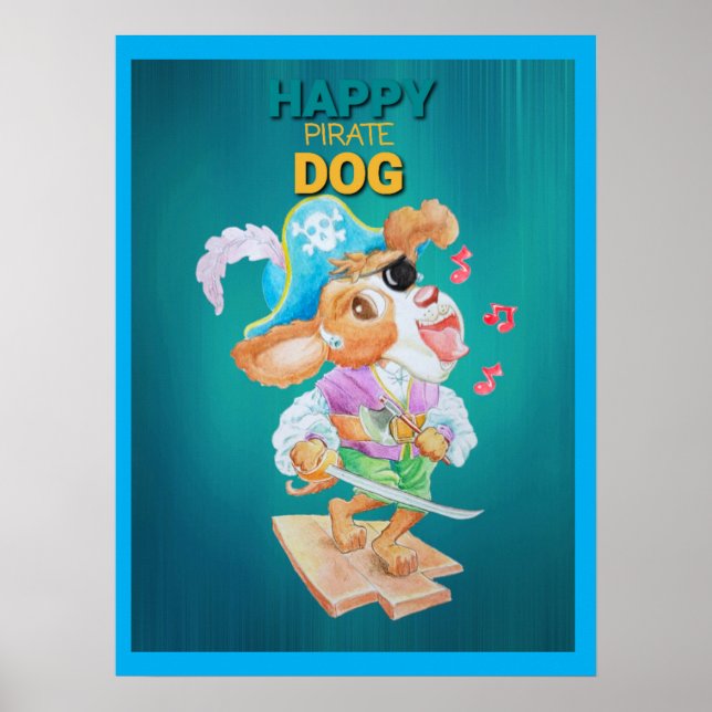Glückliches Piratenhund-Poster  Poster (Vorne)