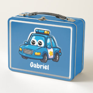 Glückliches Polizeiauto, Jungen, Personalisiertes Metall Brotdose