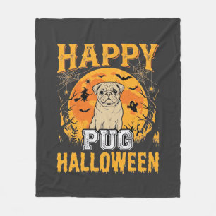 Glückliches Pug Halloween Grusel Hund Design_1 Fleecedecke