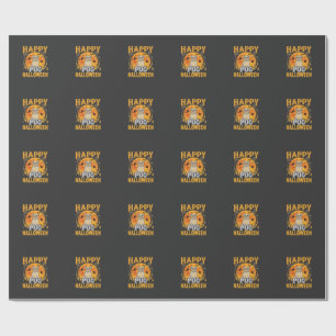 Glückliches Pug Halloween Grusel Hund Design_1 Geschenkpapier