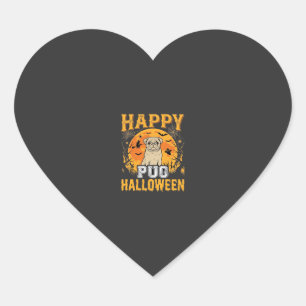 Glückliches Pug Halloween Gruseliger Hund Design_1 Herz-Aufkleber