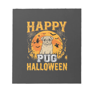 Glückliches Pug Halloween Gruseliger Hund Design_1 Notizblock