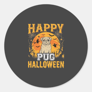 Glückliches Pug Halloween Gruseliger Hund Design_1 Runder Aufkleber